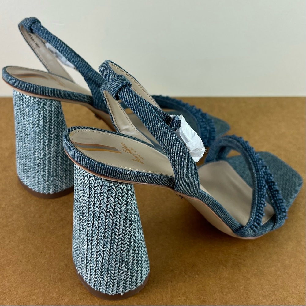 NEW SAM EDELMAN BLUE BEADED SANDALS - Picture 4 of 12